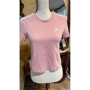 Adidas 3‎ stripe pink crop top size x-small